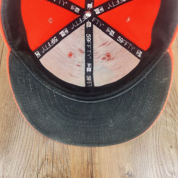Miami Marlins New Era 59fifty Fitted Sz 7 1/8 Hat Cap Orange Baseball On-Field - Picture 8 of 11